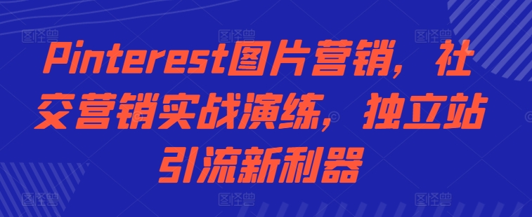 （第12738期）Pinterest图片营销，社交营销实战演练，独立站引流新利器