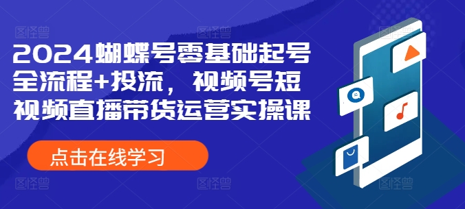 （第12705期）2024蝴蝶号零基础起号全流程+投流，视频号短视频直播带货运营实操课