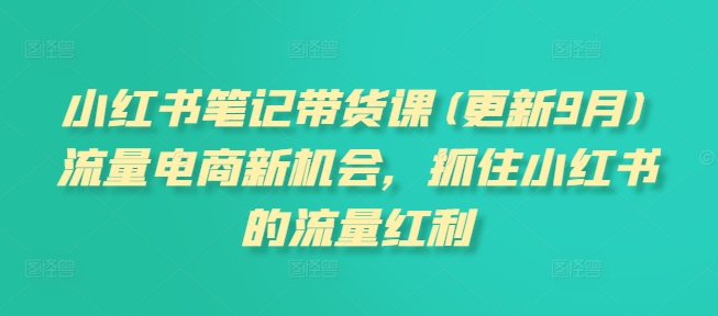 （第12877期）小红书笔记带货课(更新10月)流量电商新机会，抓住小红书的流量红利