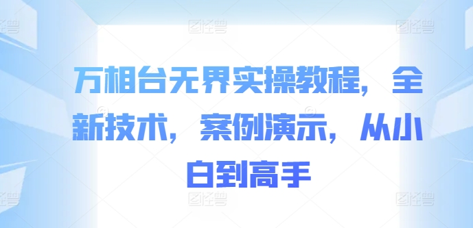 （第12347期）万相台无界实操教程，全新技术，案例演示，从小白到高手