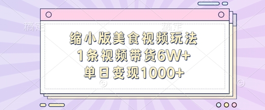 （第12634期）缩小版美食视频玩法，1条视频带货6W+，单日变现1k