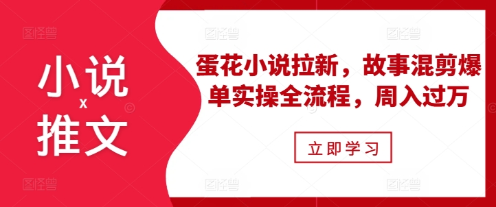 （第13295期）小说推文之蛋花小说拉新，故事混剪爆单实操全流程，周入过万