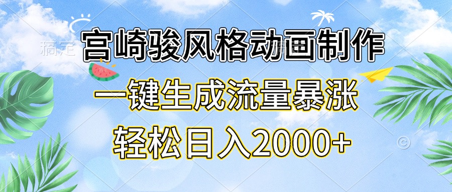 （第13356期）宫崎骏风格动画制作，一键生成流量暴涨，轻松日入2000+