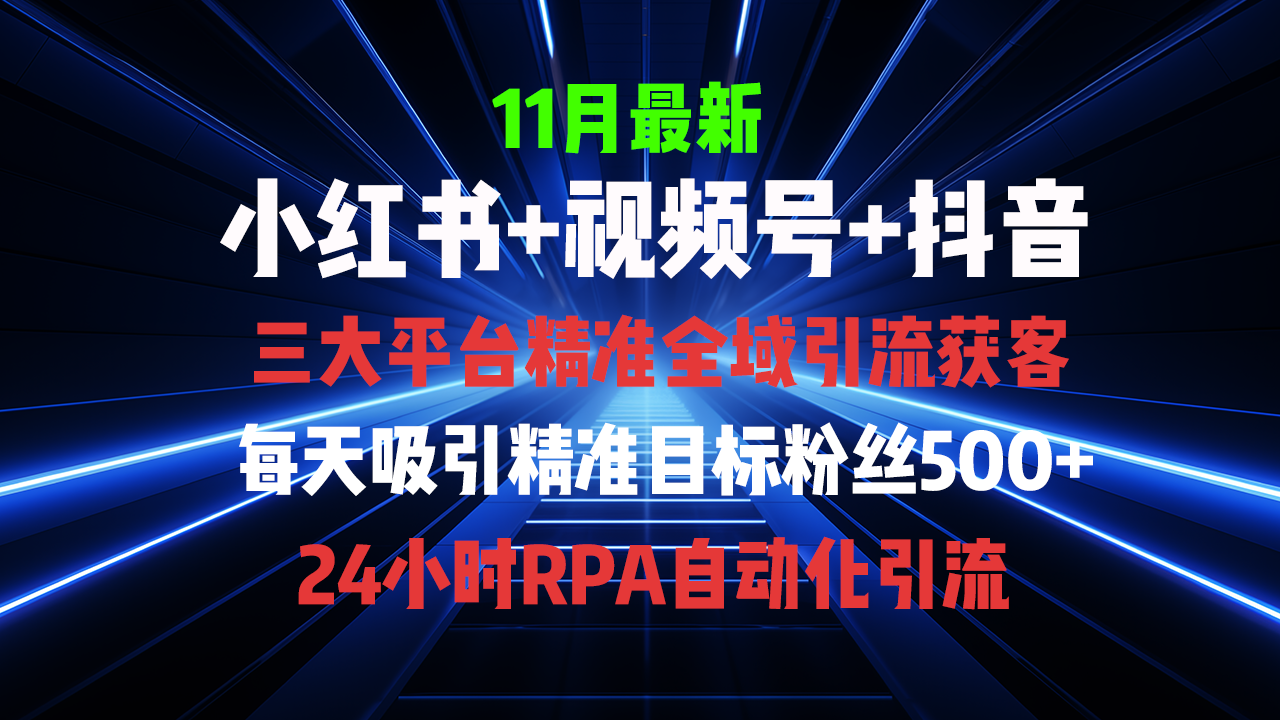 （第13079期）全域多平台引流私域打法，小红书，视频号，抖音全自动获客，截流自…