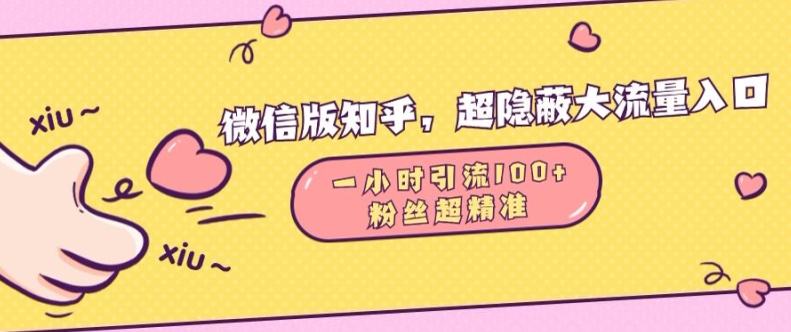 （第13259期）微信版知乎，超隐蔽流量入口1小时引流100人，粉丝质量超高