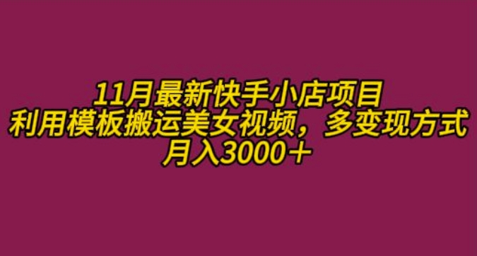 （第13106期）11月K总部落快手小店情趣男粉项目，利用模板搬运美女视频，多变现方式月入3000+