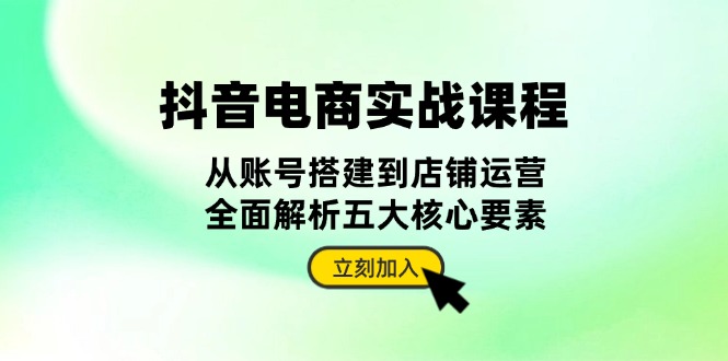 （第13276期）抖音 电商实战课程：从账号搭建到店铺运营，全面解析五大核心要素