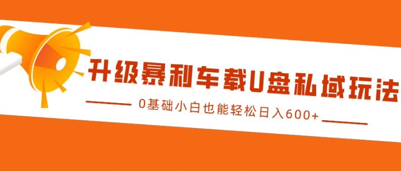 （第13492期）升级暴利车载U盘私域玩法，0基础小白也能轻松日入多张