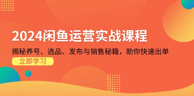 （第13154期）2024闲鱼运营实战课程：揭秘养号、选品、发布与销售秘籍，助你快速出单