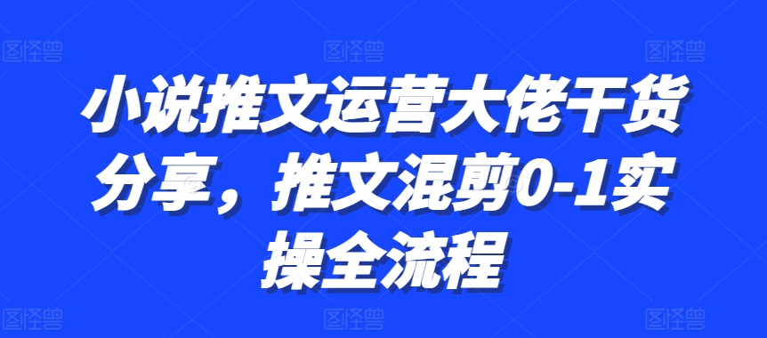 （第12908期）小说推文运营大佬干货分享，推文混剪0-1实操全流程