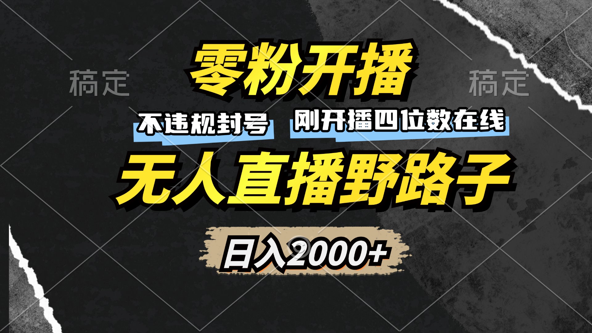 （第13156期）零粉开播，无人直播野路子，日入2000+，不违规封号，躺赚收益！