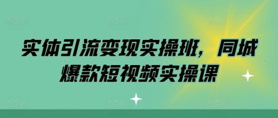 （第13463期）实体引流变现实操班，同城爆款短视频实操课