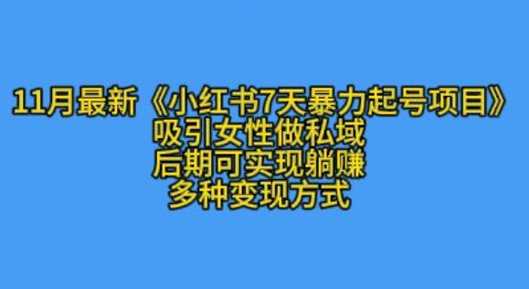 （第13409期）K总部落11月最新小红书7天暴力起号项目，吸引女性做私域