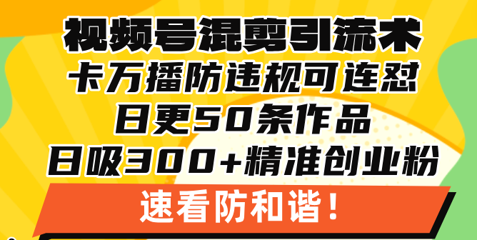 （第13405期）视频号混剪引流技术，500万播放引流17000创业粉，操作简单当天学会