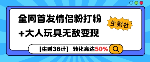 （第13769期）【生财36计】全网首发情侣粉打粉+大人玩具无敌变现