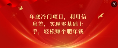 （第14150期）年底冷门项目，利用信息差，实现零基础上手，轻松赚个肥年钱