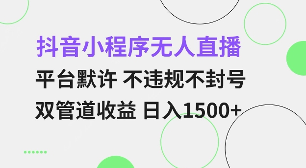 （第14201期）抖音小程序无人直播 平台默许 不违规不封号 双管道收益 日入多张 小白也能轻松操作【仅揭秘】