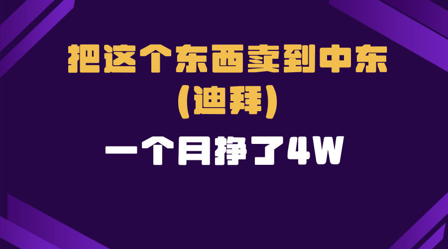 （第14131期）跨境电商一个人在家把货卖到迪拜，暴力项目拆解