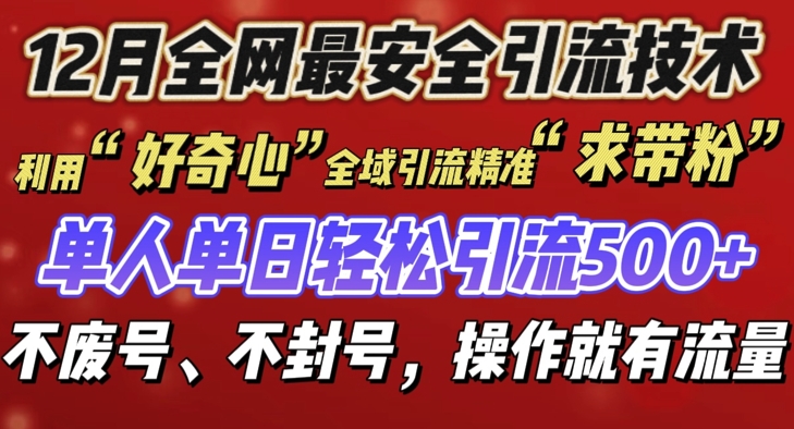 （第14015期）12 月份全网最安全引流创业粉技术来袭，不封号不废号，有操作就有流量