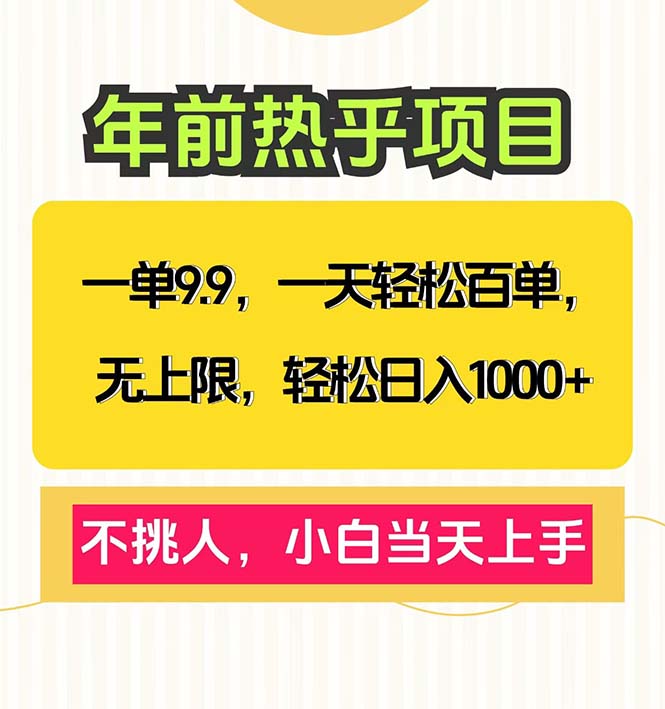 （第14239期）一单9.9，一天百单无上限，不挑人，小白当天上手，轻松日入1000+