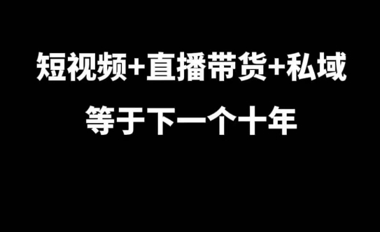 （第13783期）短视频+直播带货+私域等于下一个十年，大佬7年实战经验总结