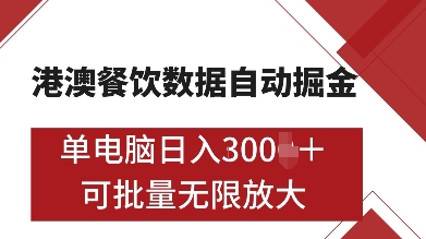 （第13952期）港澳餐饮数据全自动掘金，单电脑日入多张, 可矩阵批量无限操作