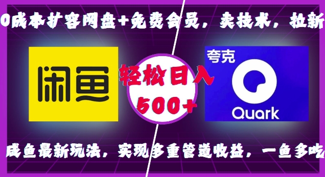 （第13927期）0成本扩容网盘+免费会员，卖技术，拉新，咸鱼最新玩法，实现多重管道收益，一鱼多吃，轻松日入500+