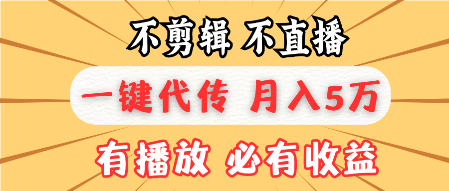 （第13713期）不剪辑不直播，一键代发，月入5万懒人必备，我出视频你来发