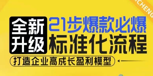 （第14020期）21步爆款必爆标准化流程，全新升级，打造企业高成长盈利模型