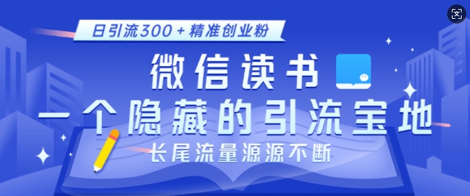 （第14165期）微信读书，一个隐藏的引流宝地，不为人知的小众打法，日引流300+精准创业粉，长尾流量源源不断