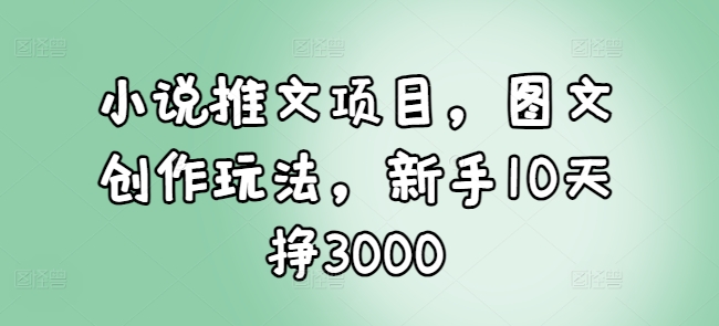 （第14173期）小说推文项目，图文创作玩法，新手10天挣3000