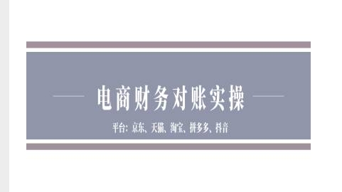 （第13736期）电商财务对账实操-京东天猫淘宝拼多多抖音电商财务对账